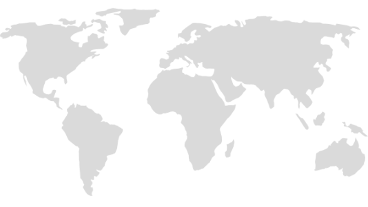 Mappa mondiale stilizzata con continenti in grigio su sfondo nero.